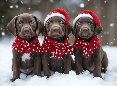 Christmas Trio of Chocolate Lab Puppies Puzzle | MakeYourPuzzles